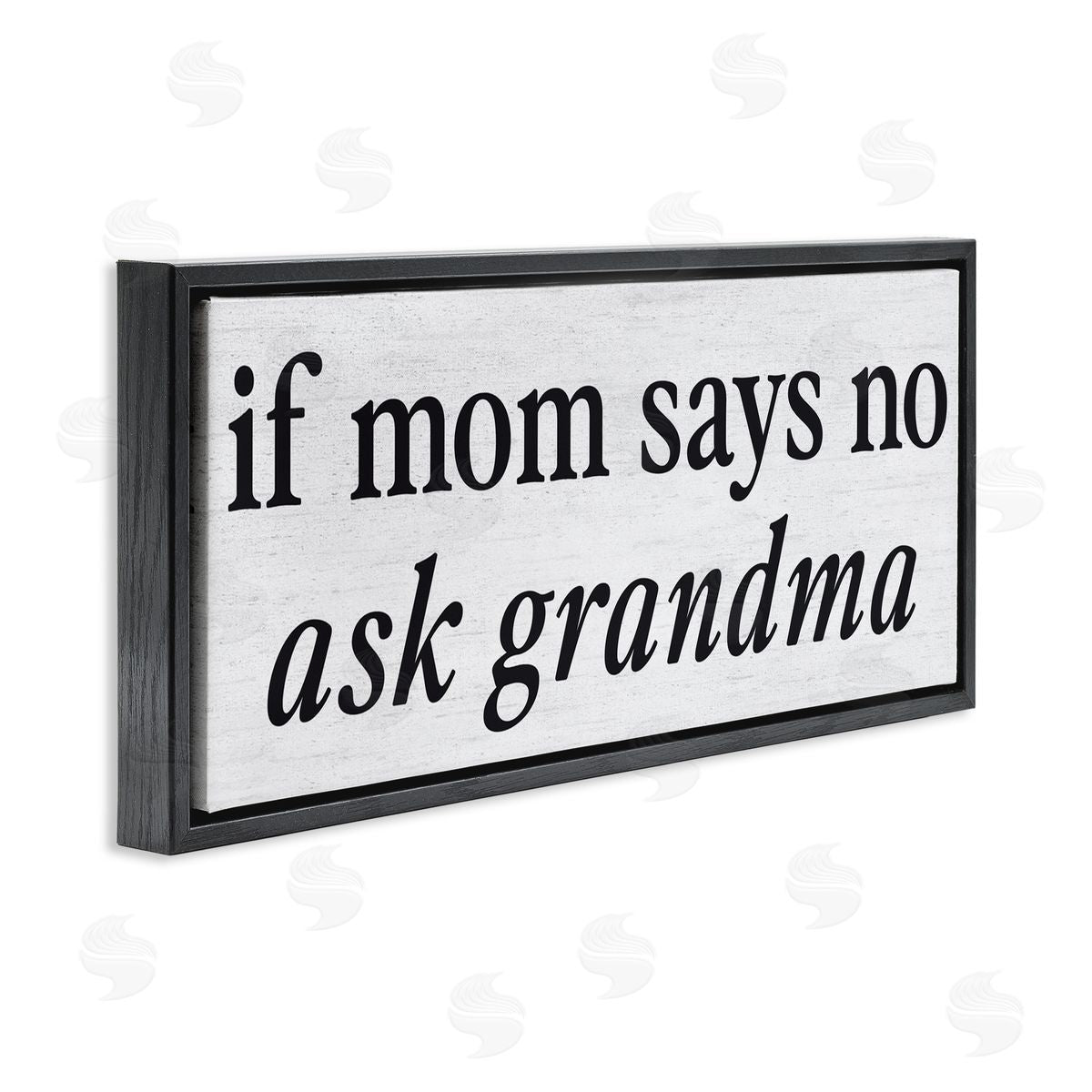 Lettered and Lined Ask Grandma Family Phrase Black Floating Frame Canvas Wall Art Print