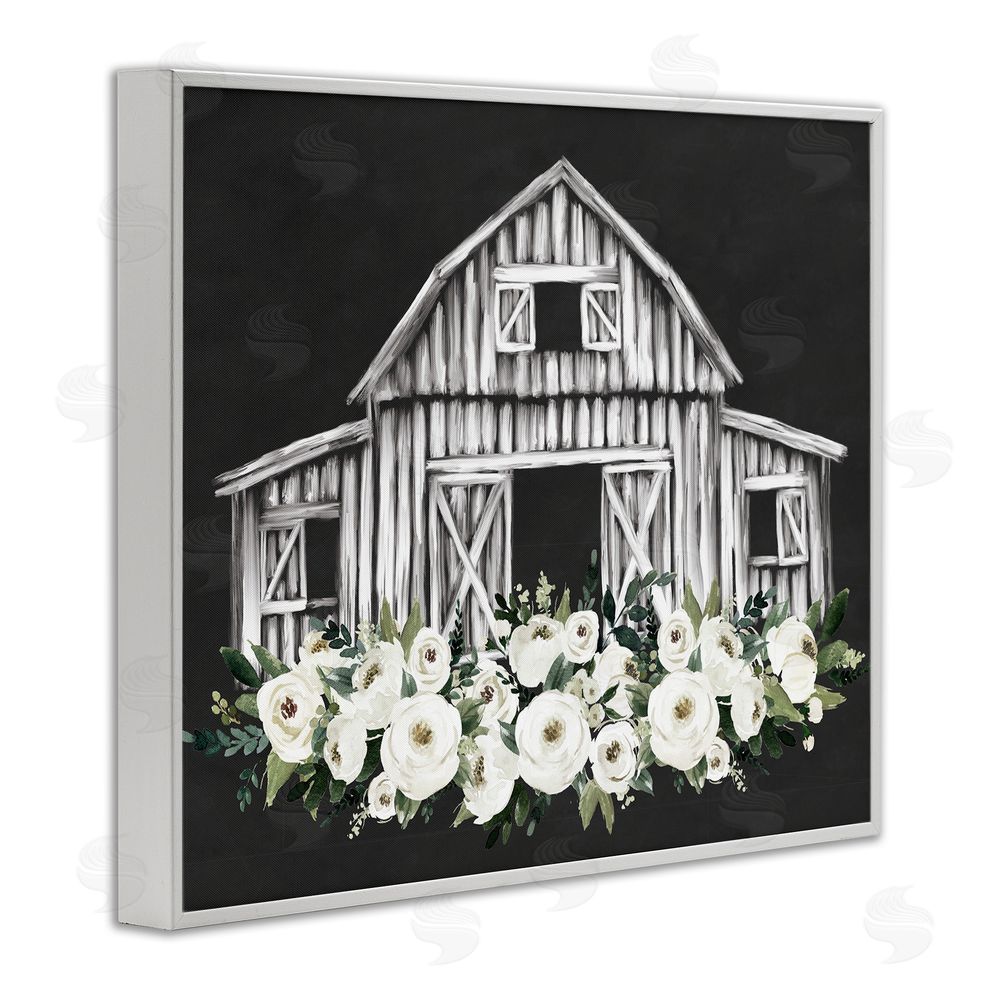 Lettered and Lined Centered Floral Farmhouse White Frame Giclee Art Print