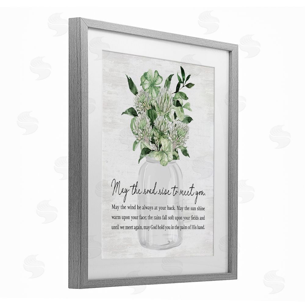 Lettered and Lined Uplifting Spring Blessing Gray Framed Print Under Glass Art