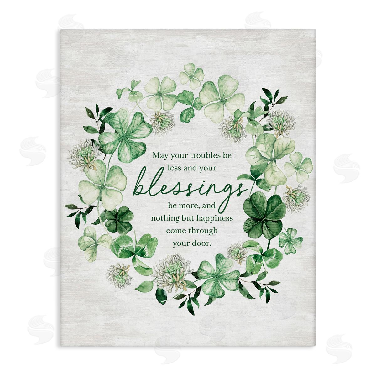 Lettered and Lined Troubles Less & Blessings More Wreath Canvas Wall Art Print