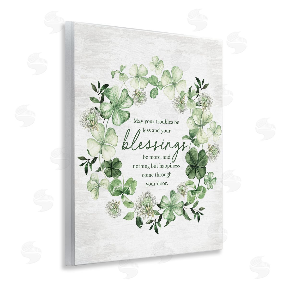 Lettered and Lined Troubles Less & Blessings More Wreath Wall Plaque Art Print