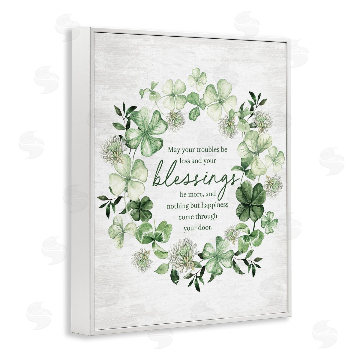 Lettered and Lined Troubles Less & Blessings More Wreath White Frame Giclee Art Print