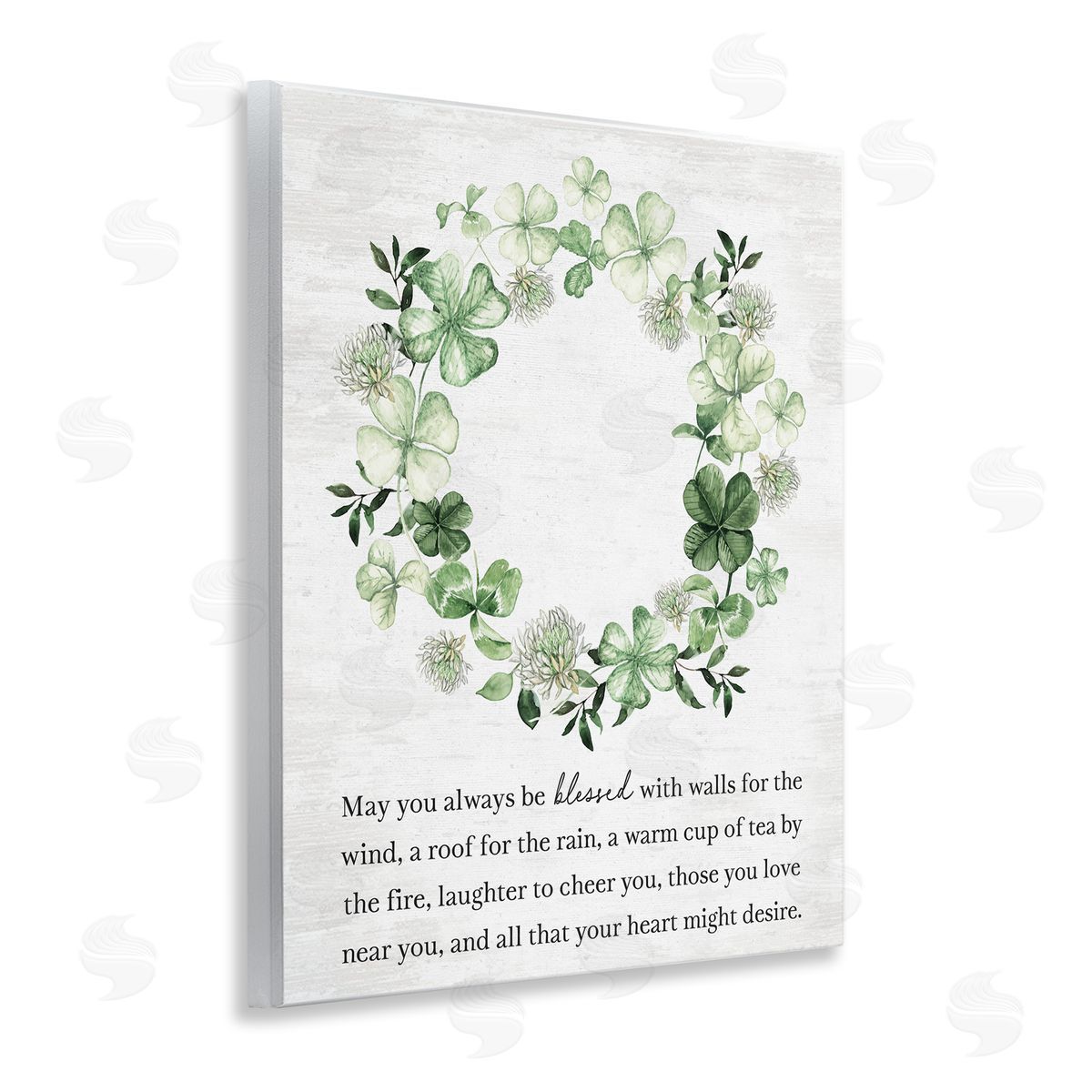 Lettered and Lined Blessed Irish Clover Wreath Wall Plaque Art Print