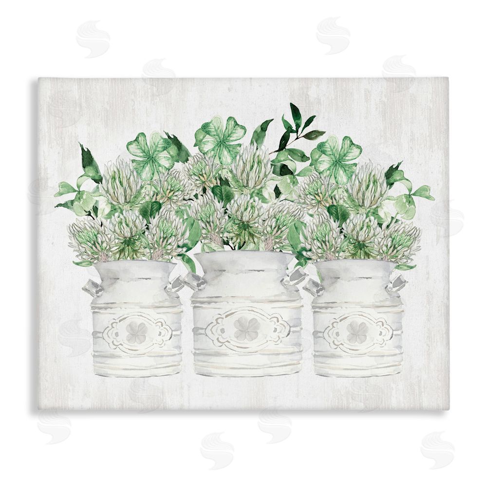 Lettered and Lined Rustic Spring Shamrock Assortments Canvas Wall Art Print