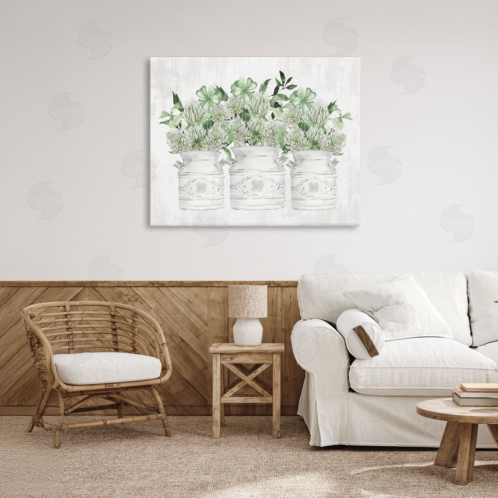 Lettered and Lined Rustic Spring Shamrock Assortments Canvas Art on Wall