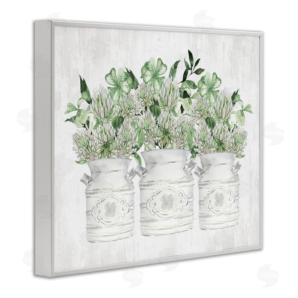 Lettered and Lined Rustic Spring Shamrock Assortments White Framed Giclee Wall Art Print