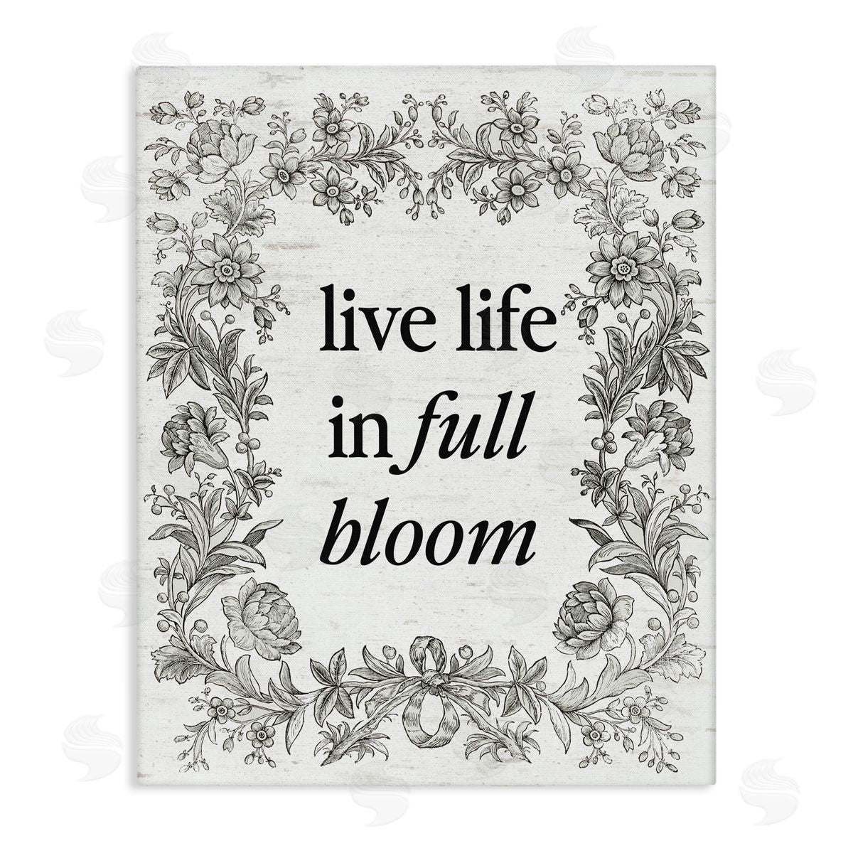 Lettered and Lined Vintage Life In Full Bloom Canvas Wall Art Print