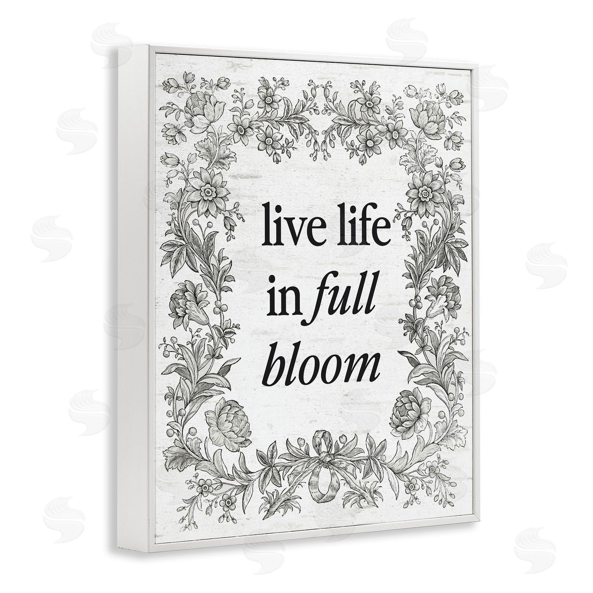 Lettered and Lined Vintage Life In Full Bloom White Frame Giclee Art Print