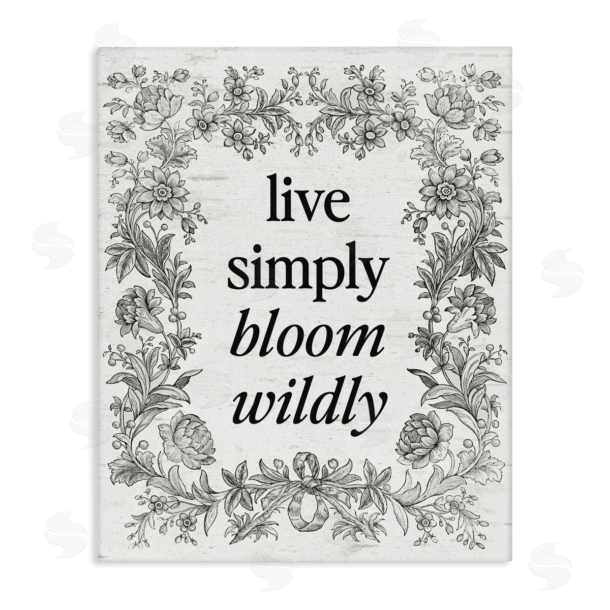Lettered and Lined Bloom Wildly Vintage Border Canvas Wall Art Print