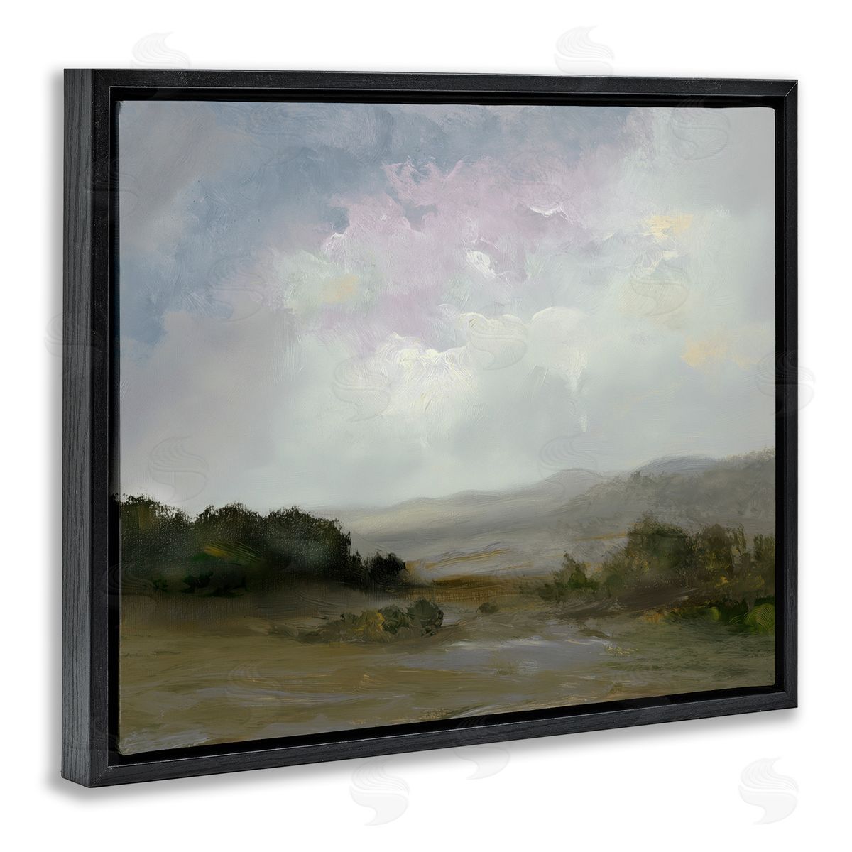 Annabelle Hall Refreshed Quiet Landscape Black Floating Frame Canvas Wall Art Print