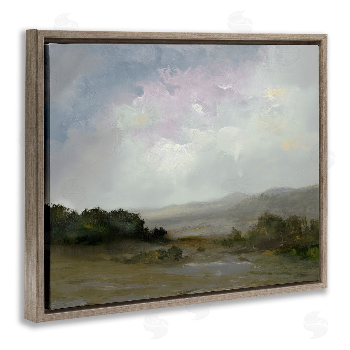 Annabelle Hall Refreshed Quiet Landscape Brown Floating Frame Canvas Art Print