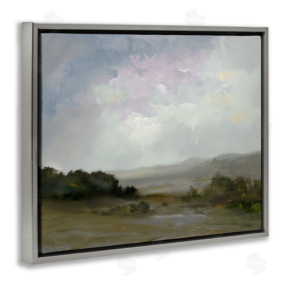 Annabelle Hall Refreshed Quiet Landscape Gray Floating Frame Canvas Art Print