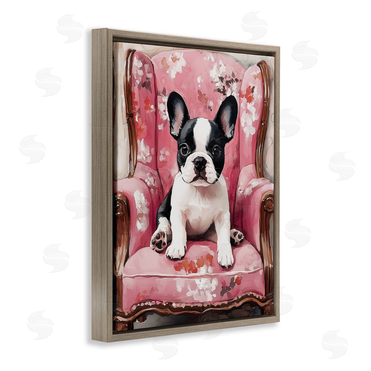 Annabelle Hall Sweetest Dog Frenchie Brown Floating Frame Canvas Art Print