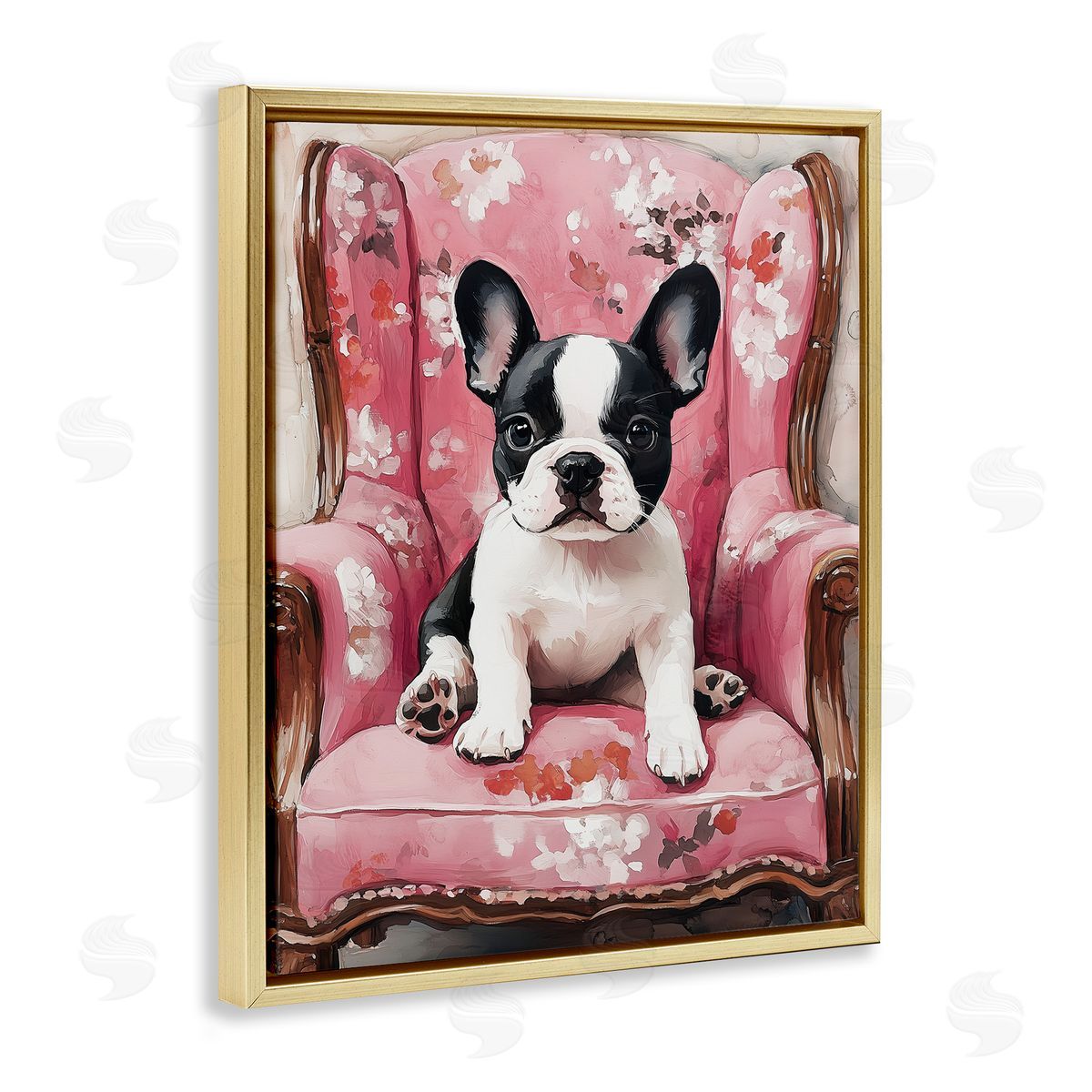 Annabelle Hall Sweetest Dog Frenchie Gold Floating Frame Canvas Art Print