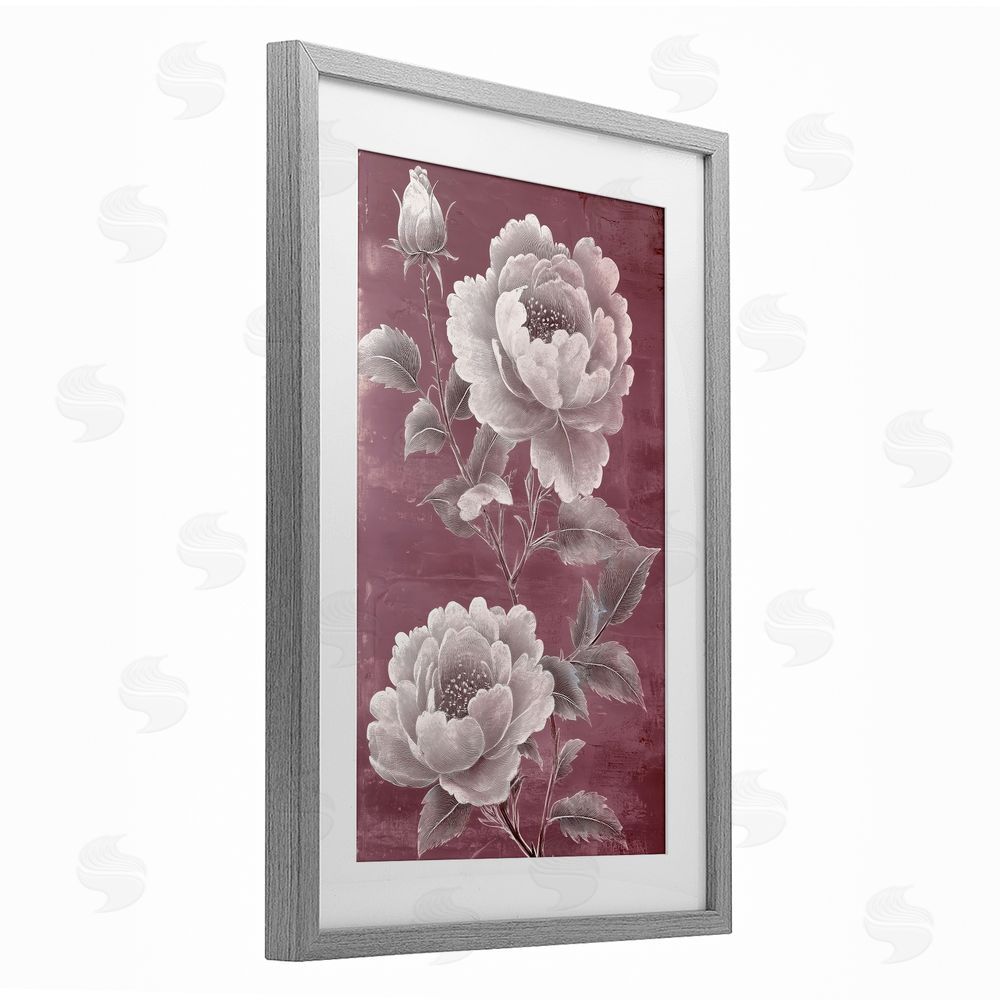 Annabelle Hall Chambermaid Rose Blossoms Gray Framed Print Under Glass Art