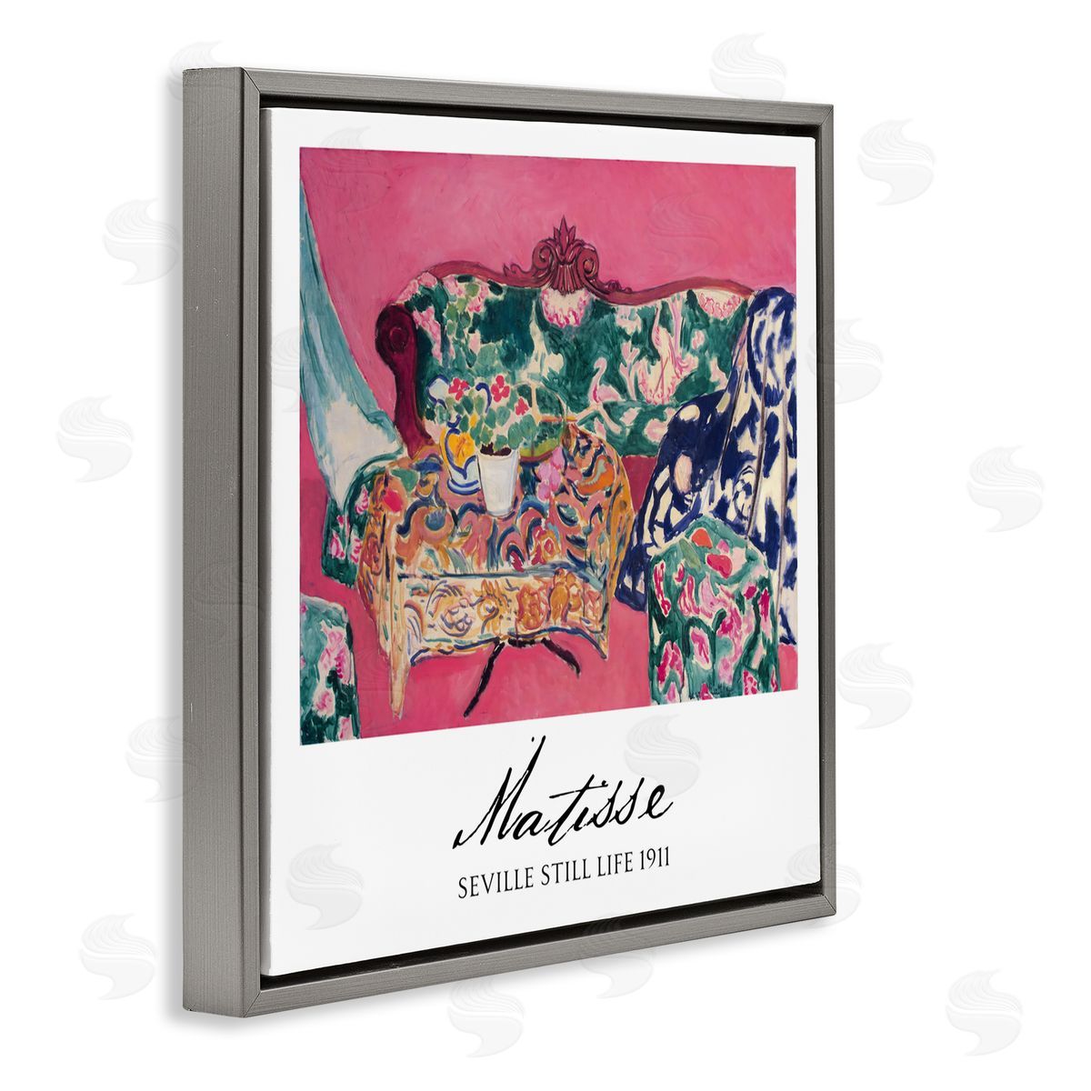 Vintage Hustle Matisse Seville Still Life Gray Floating Frame Canvas Art Print