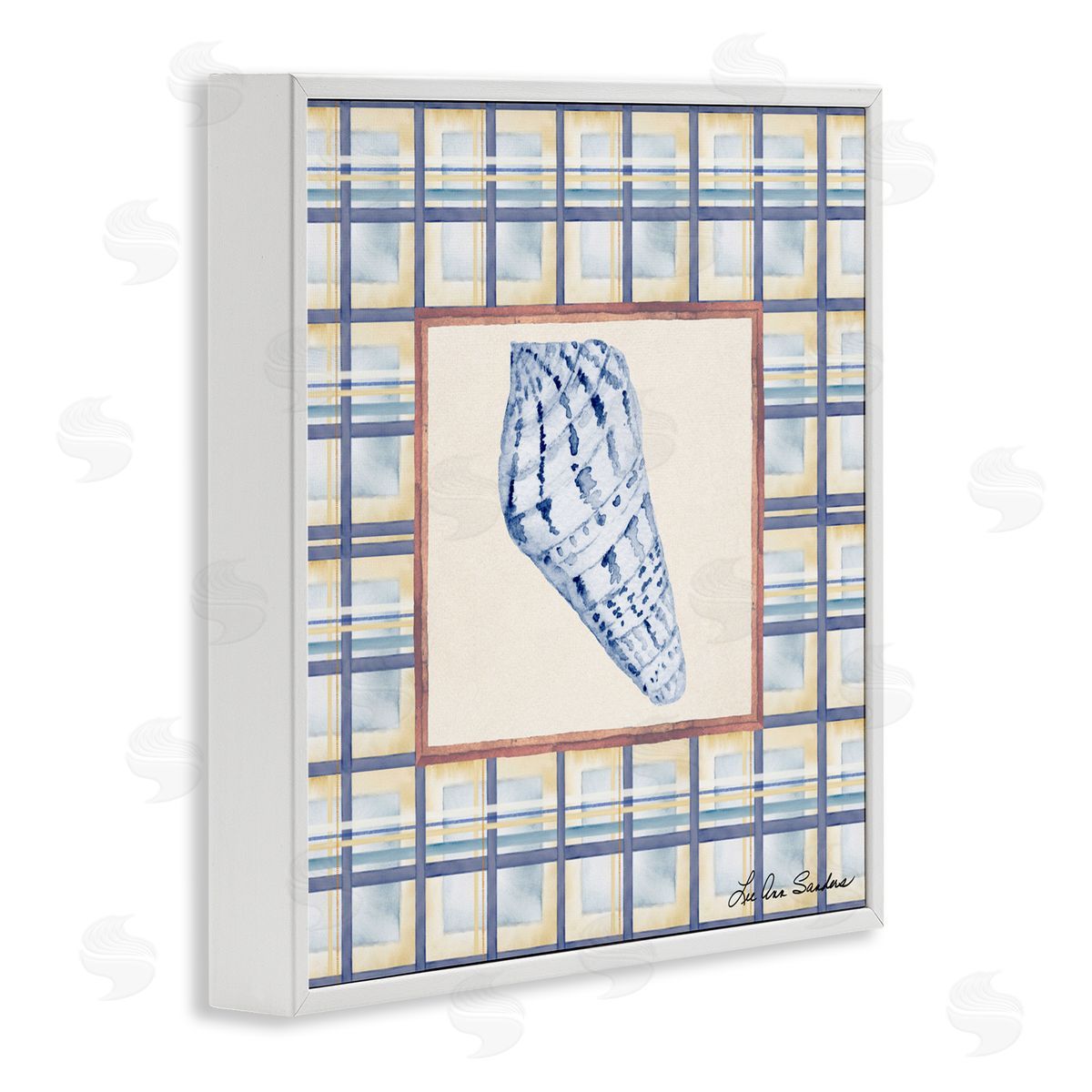 Lee Ann Sanders Sea Treasures on Plaid White Frame Giclee Art Print