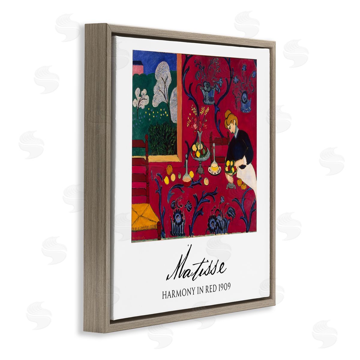 Vintage Hustle Matisse Harmony In Red Brown Floating Frame Canvas Art Print