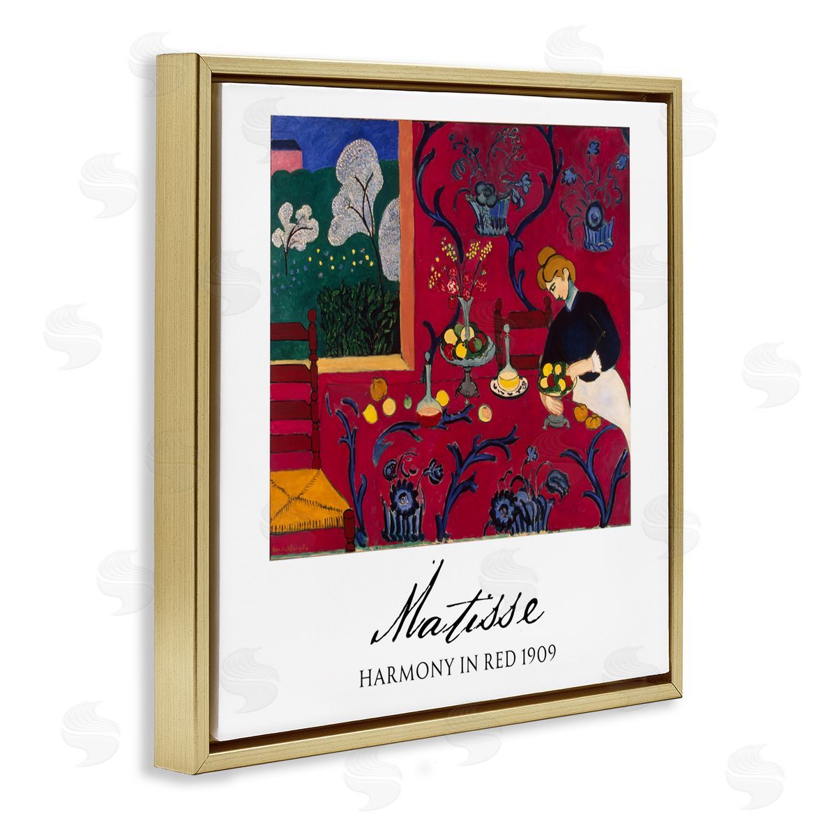 Vintage Hustle Matisse Harmony In Red Gold Floating Frame Canvas Art Print