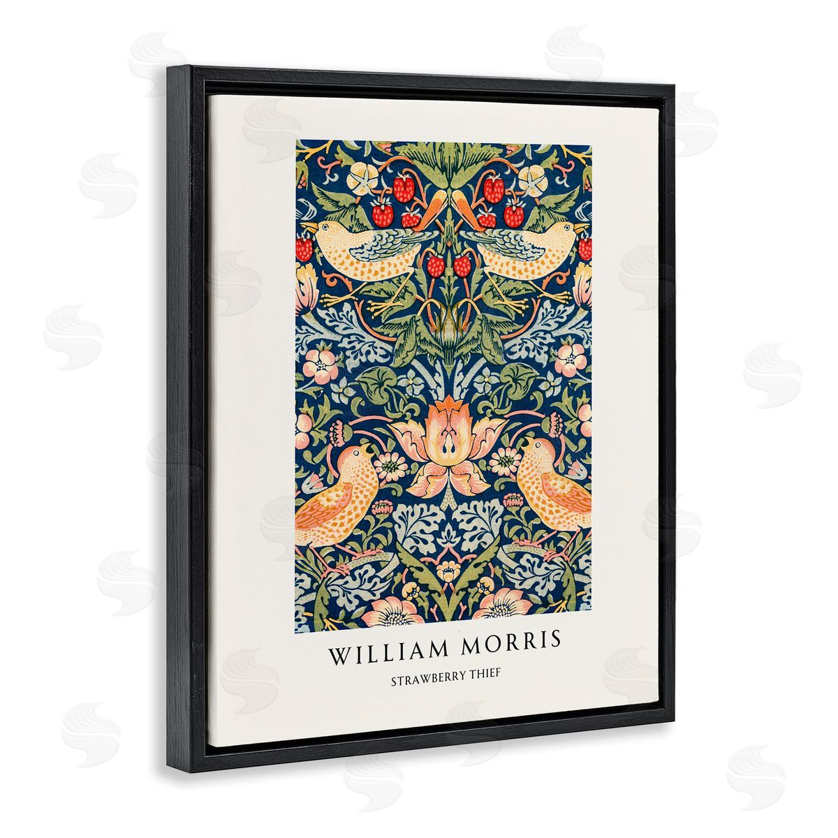 Vintage Hustle William Morris Strawberry Thief Black Floating Frame Canvas Wall Art Print