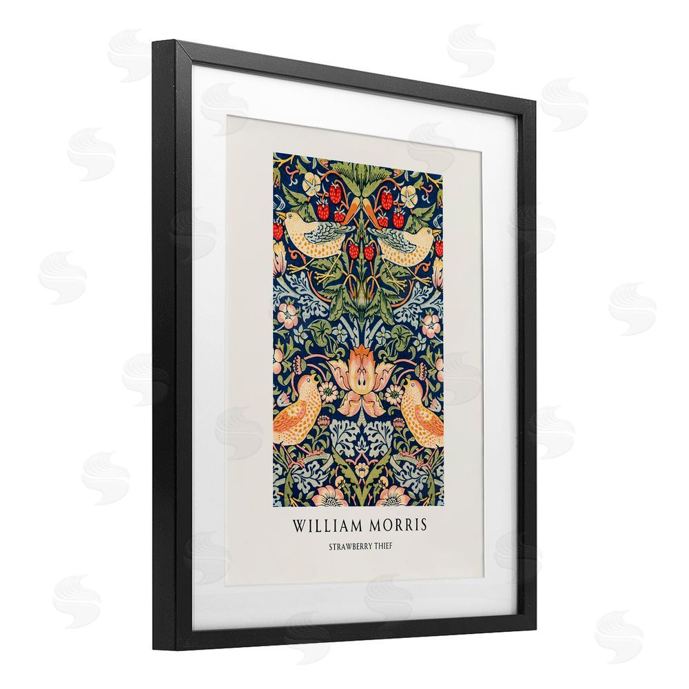 Vintage Hustle William Morris Strawberry Thief Black Framed Print Under Glass Art