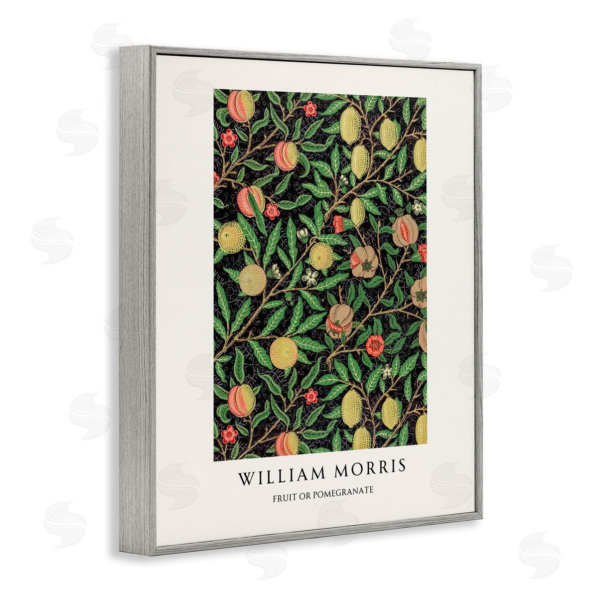 Vintage Hustle William Morris Fruit Or Pomegranate Gray Framed Giclee Art Print