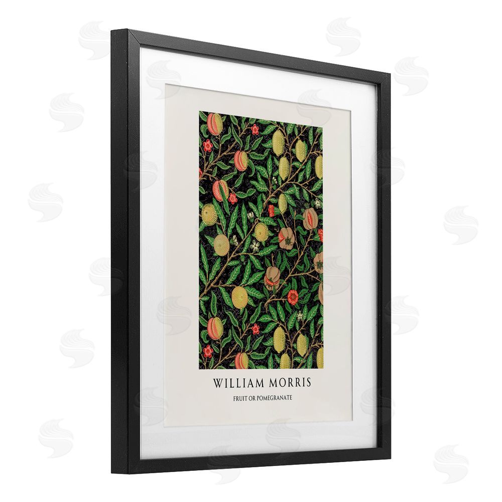 Vintage Hustle William Morris Fruit Or Pomegranate Black Framed Print Under Glass Art