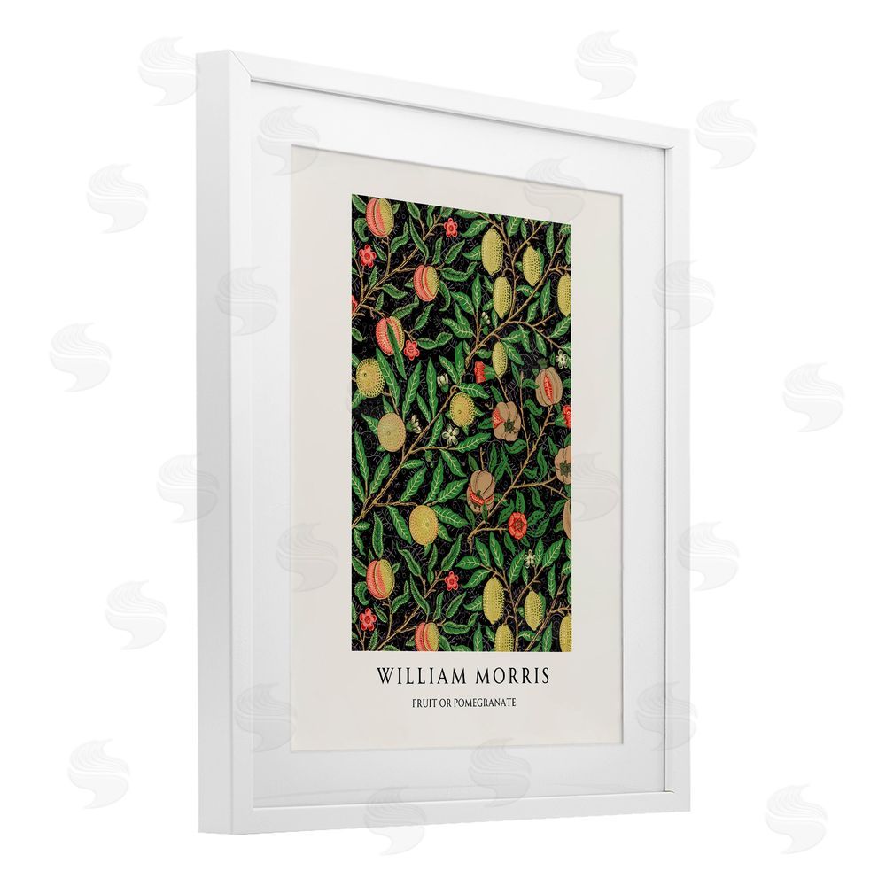 Vintage Hustle William Morris Fruit Or Pomegranate White Framed Print Under Glass Art