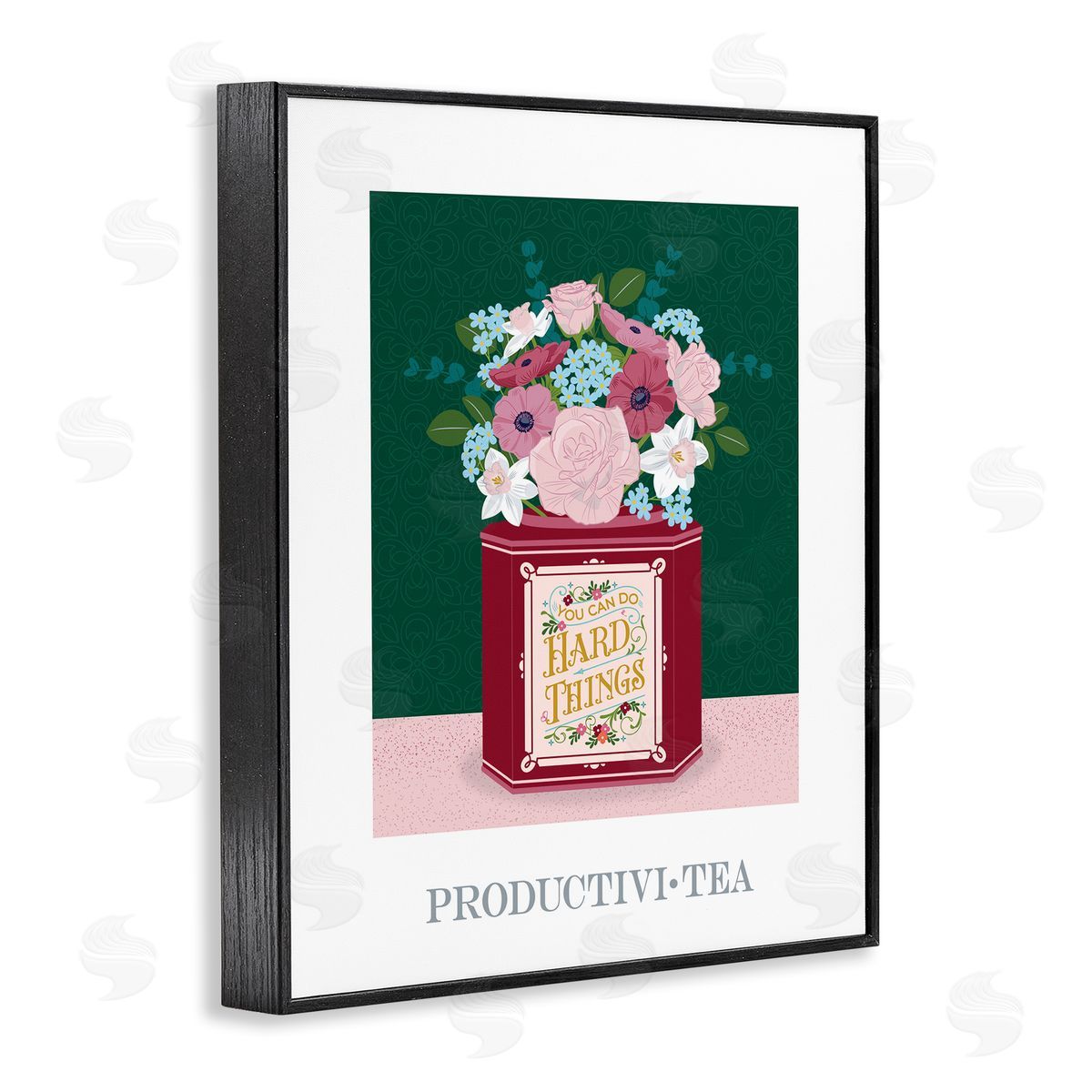 Lara Beeston Productivi-tea with Encouraging Message Black Framed Giclee Art Print