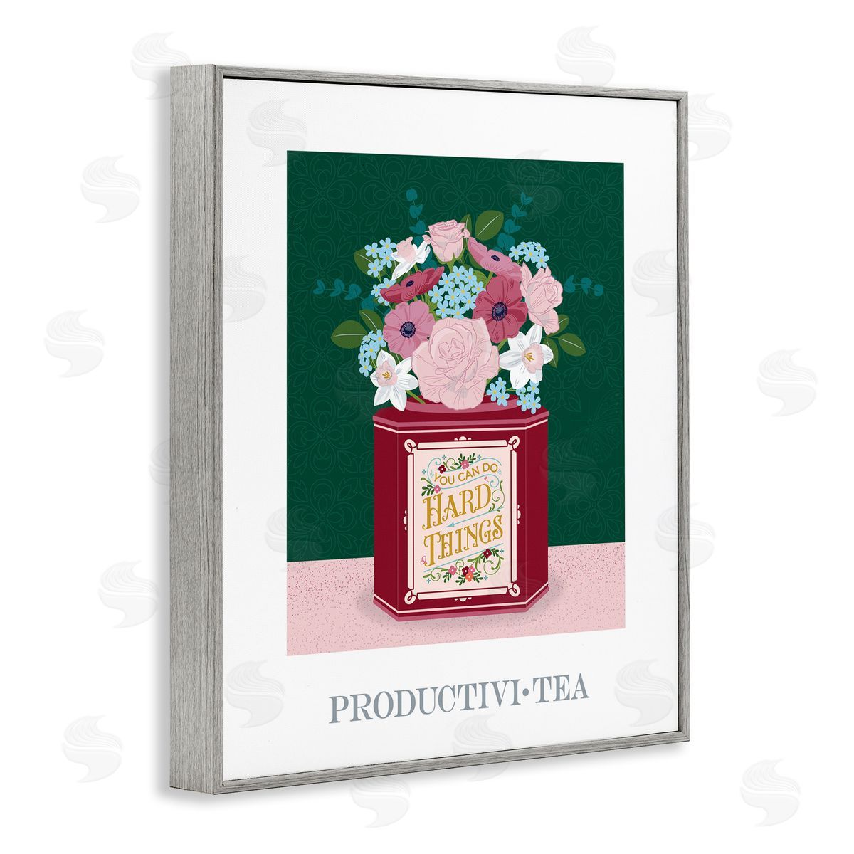 Lara Beeston Productivi-tea with Encouraging Message Gray Framed Giclee Art Print