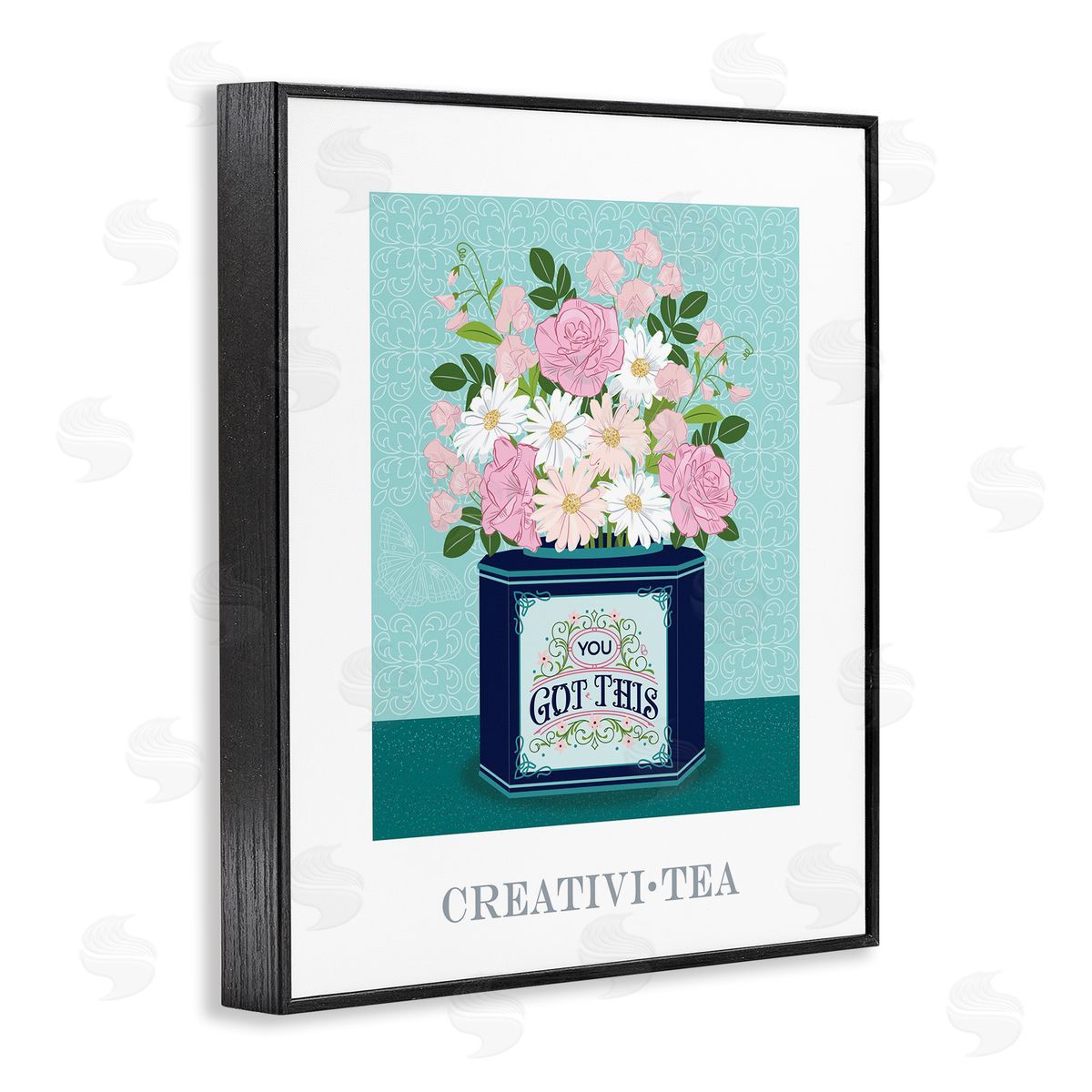 Lara Beeston Creativi-tea with Encouraging Message Black Framed Giclee Art Print