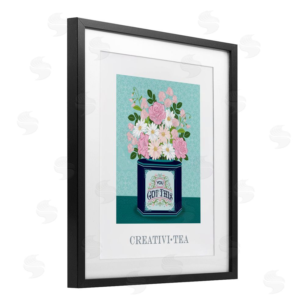 Lara Beeston Creativi-tea with Encouraging Message Black Framed Print Under Glass Art