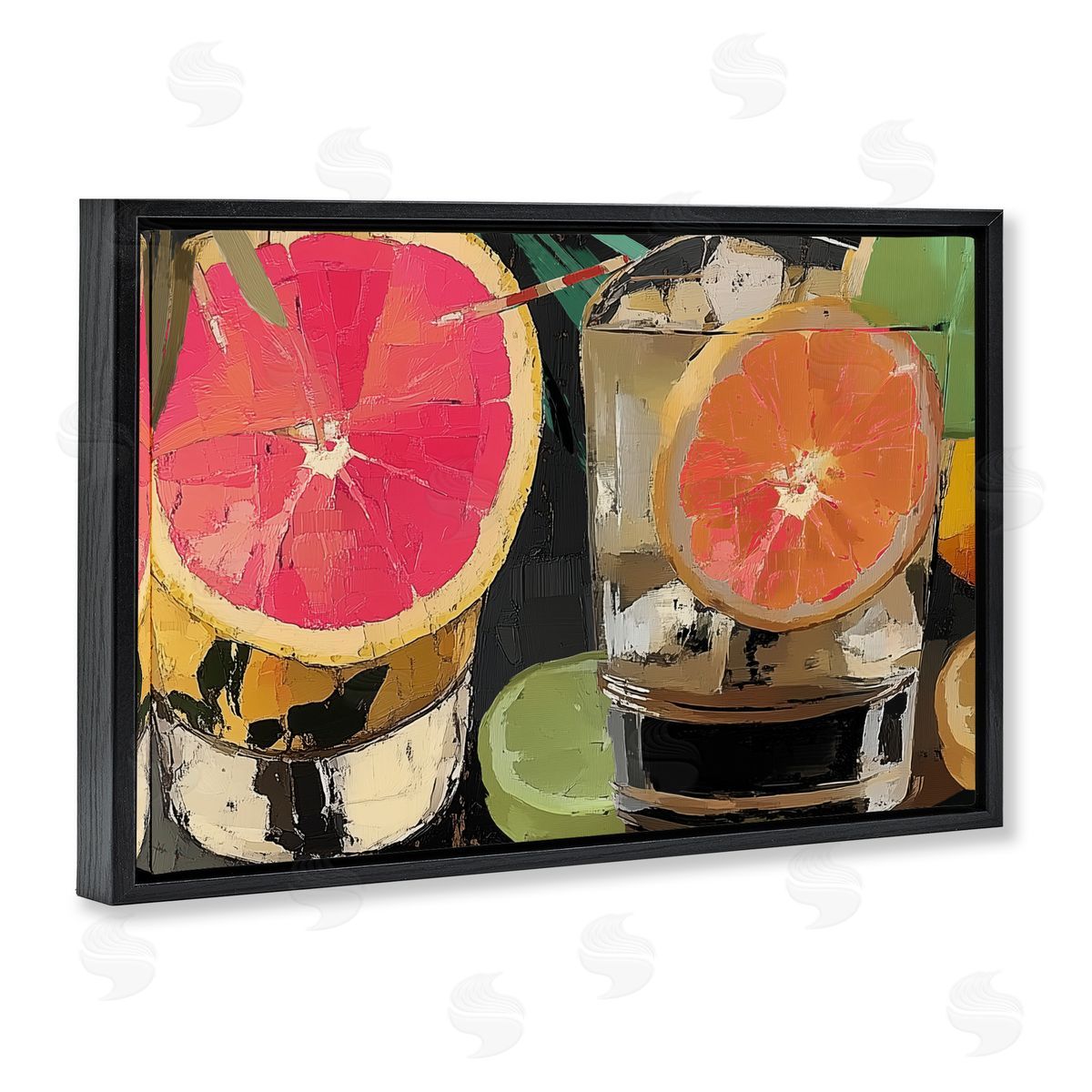 Annabelle Hall Cocktail Hour with Fruit Slices Black Floating Frame Canvas Wall Art Print