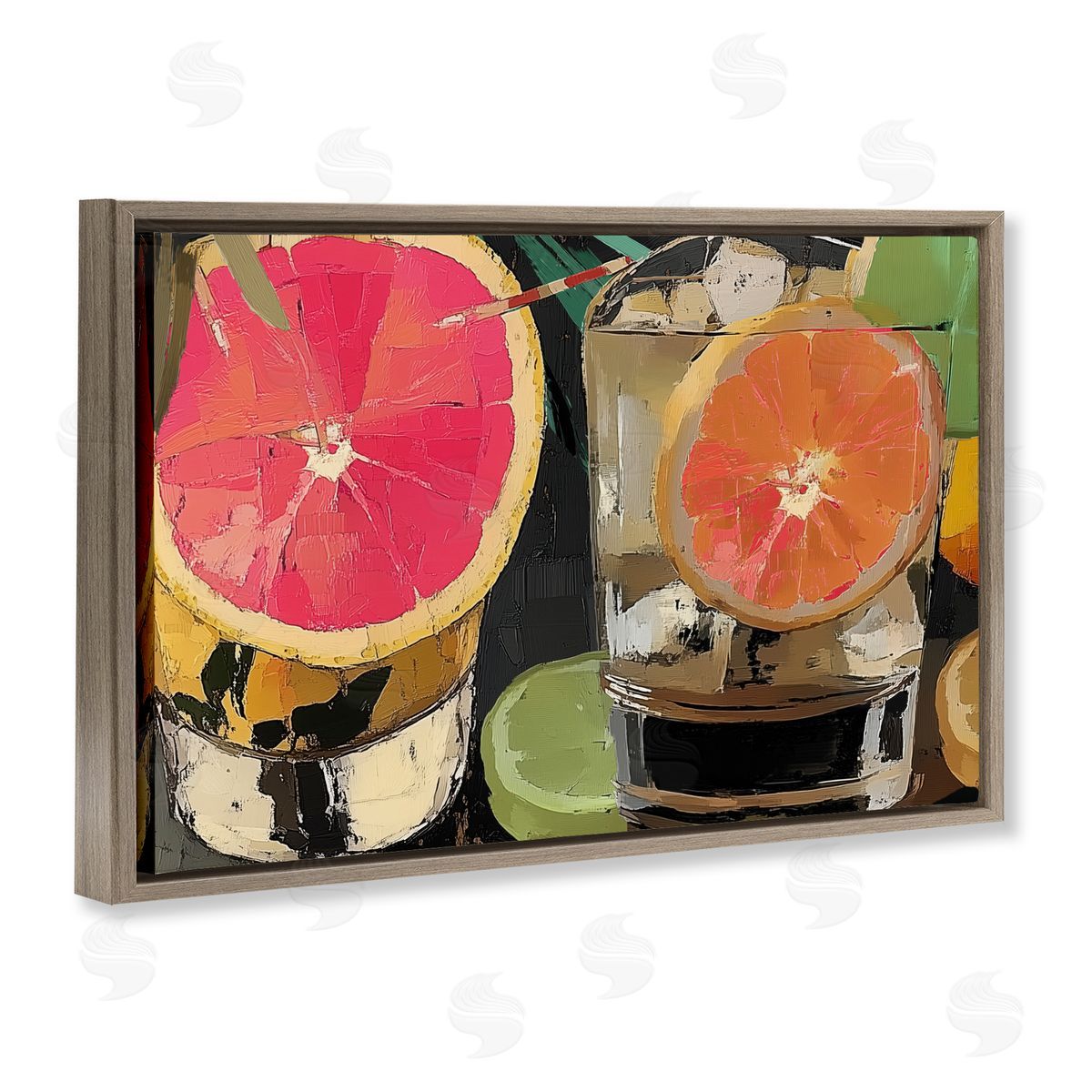 Annabelle Hall Cocktail Hour with Fruit Slices Brown Floating Frame Canvas Art Print