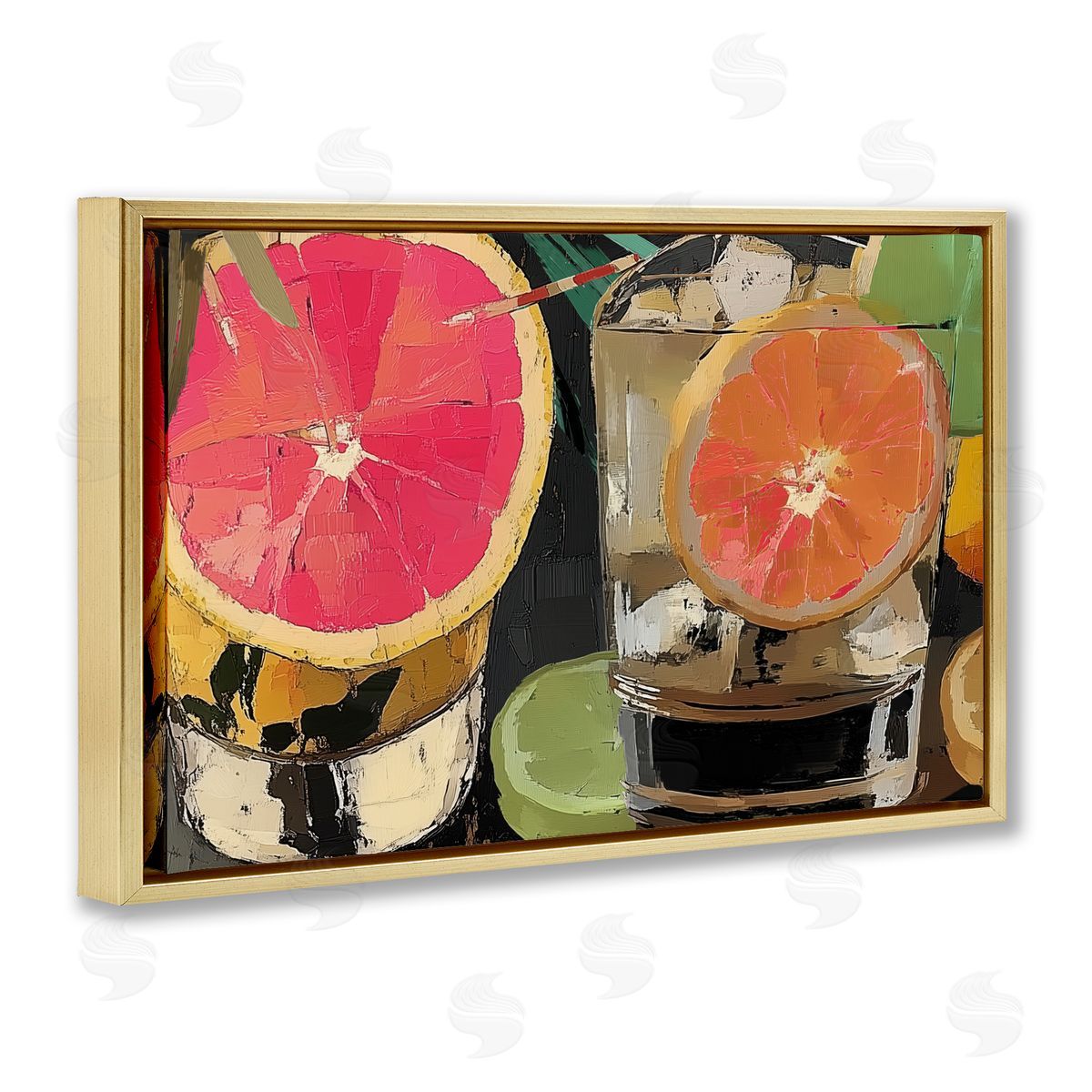 Annabelle Hall Cocktail Hour with Fruit Slices Gold Floating Frame Canvas Art Print