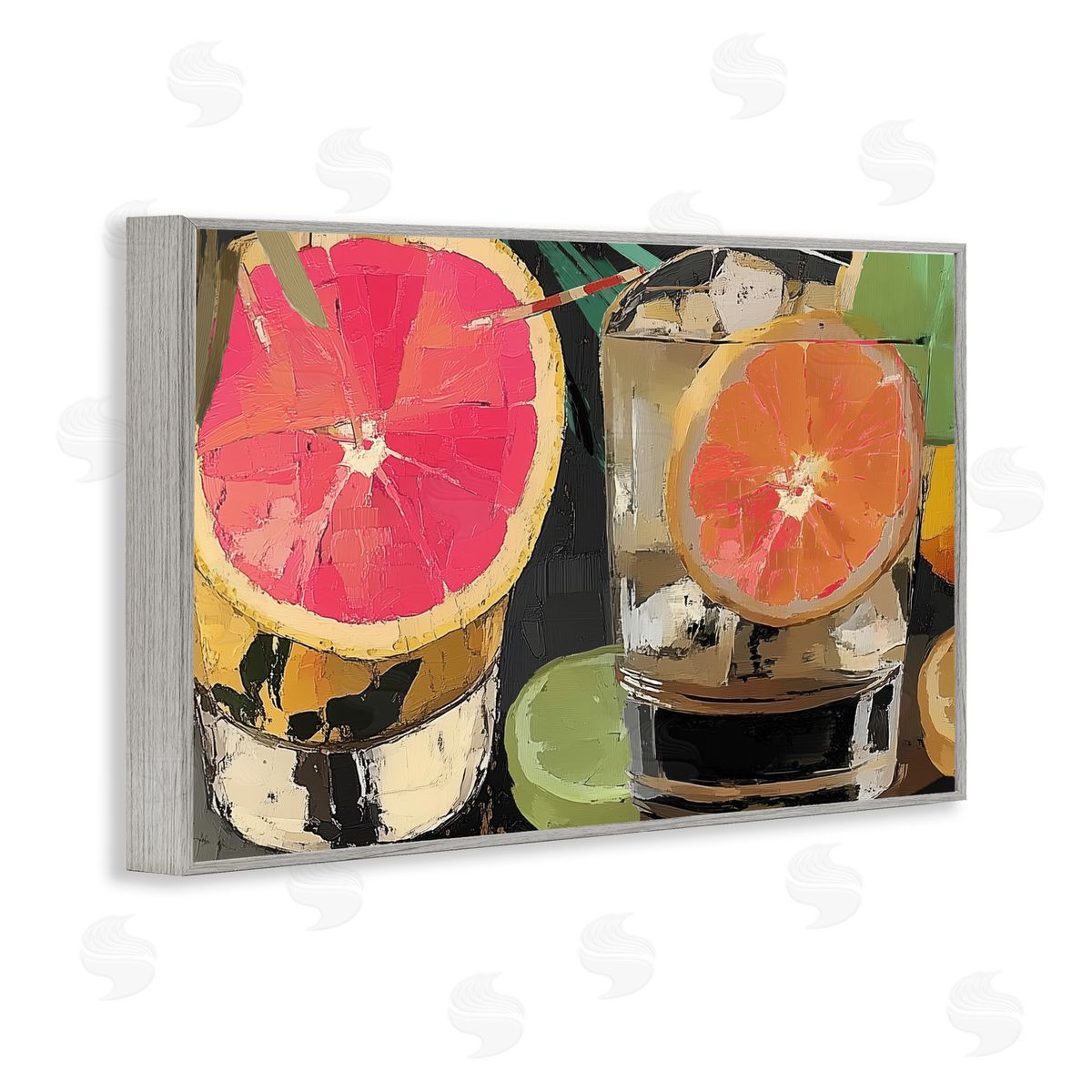 Annabelle Hall Cocktail Hour with Fruit Slices Gray Framed Giclee Art Print