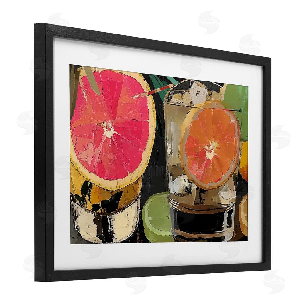 Annabelle Hall Cocktail Hour with Fruit Slices Black Framed Print Under Glass Art