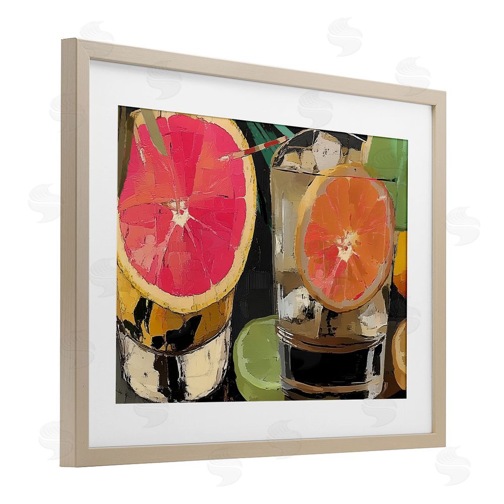 Annabelle Hall Cocktail Hour with Fruit Slices Birch Framed Print Under Glass Art