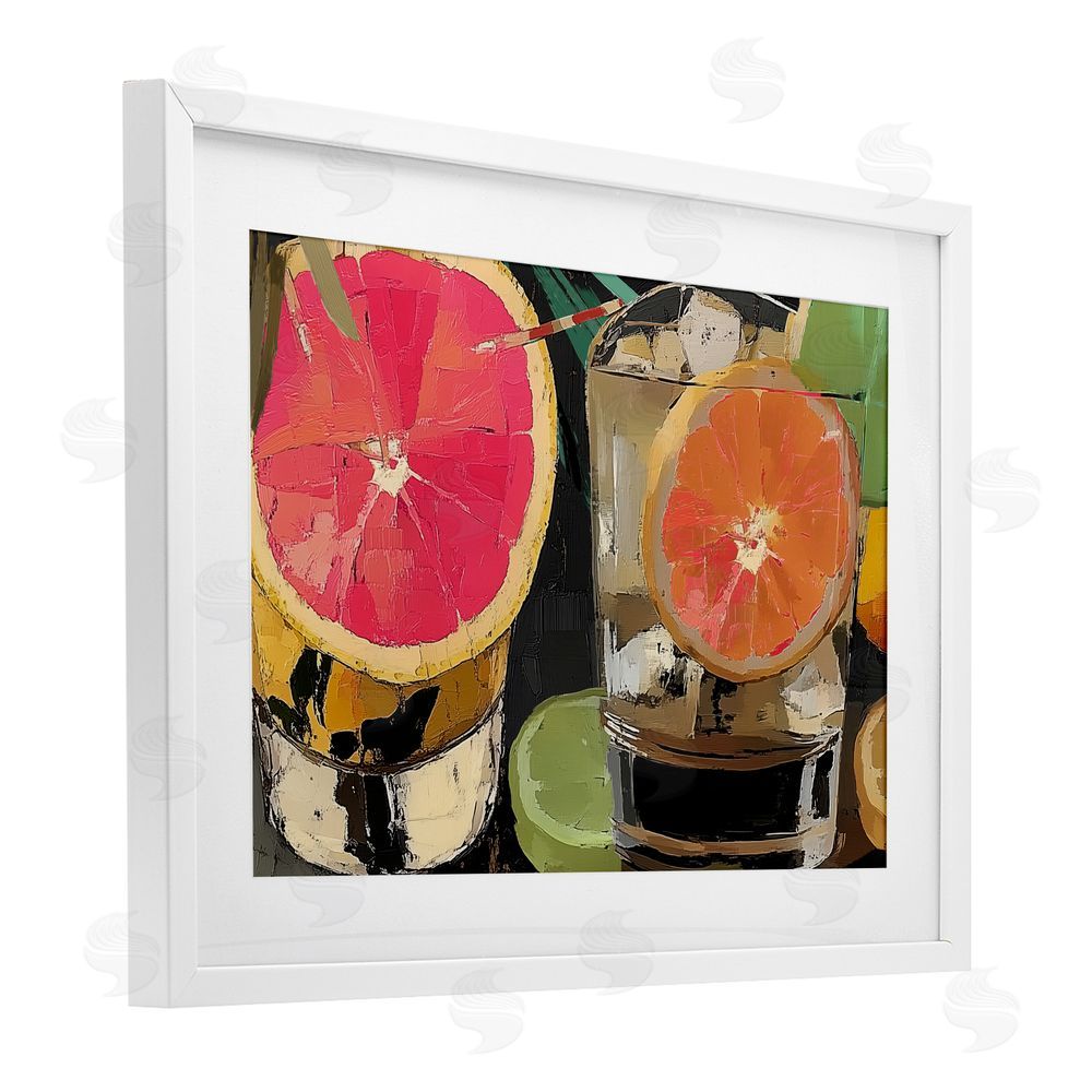 Annabelle Hall Cocktail Hour with Fruit Slices White Framed Print Under Glass Art