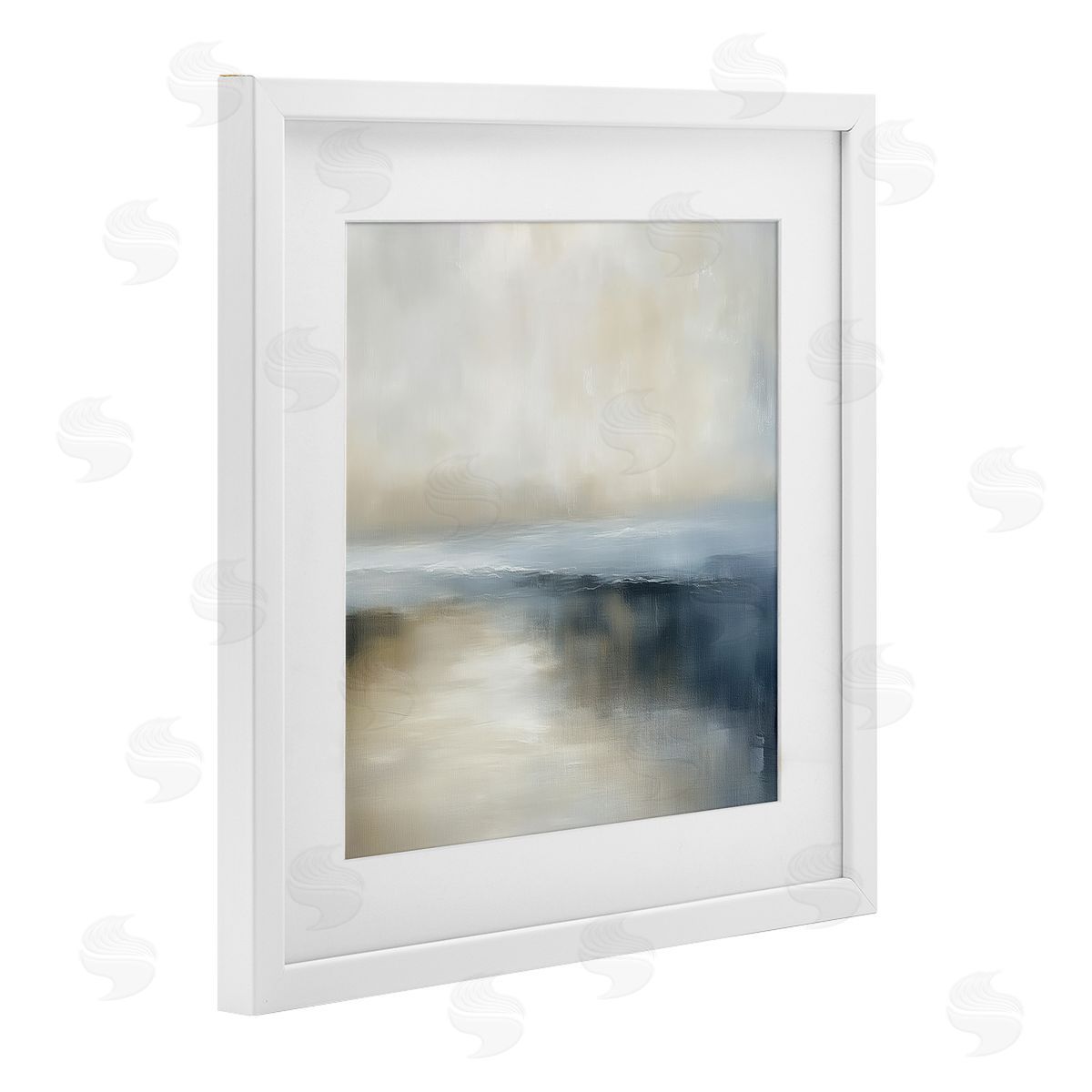 Annabelle Hall Two Times Blue Horizon White Framed Print Under Glass Art