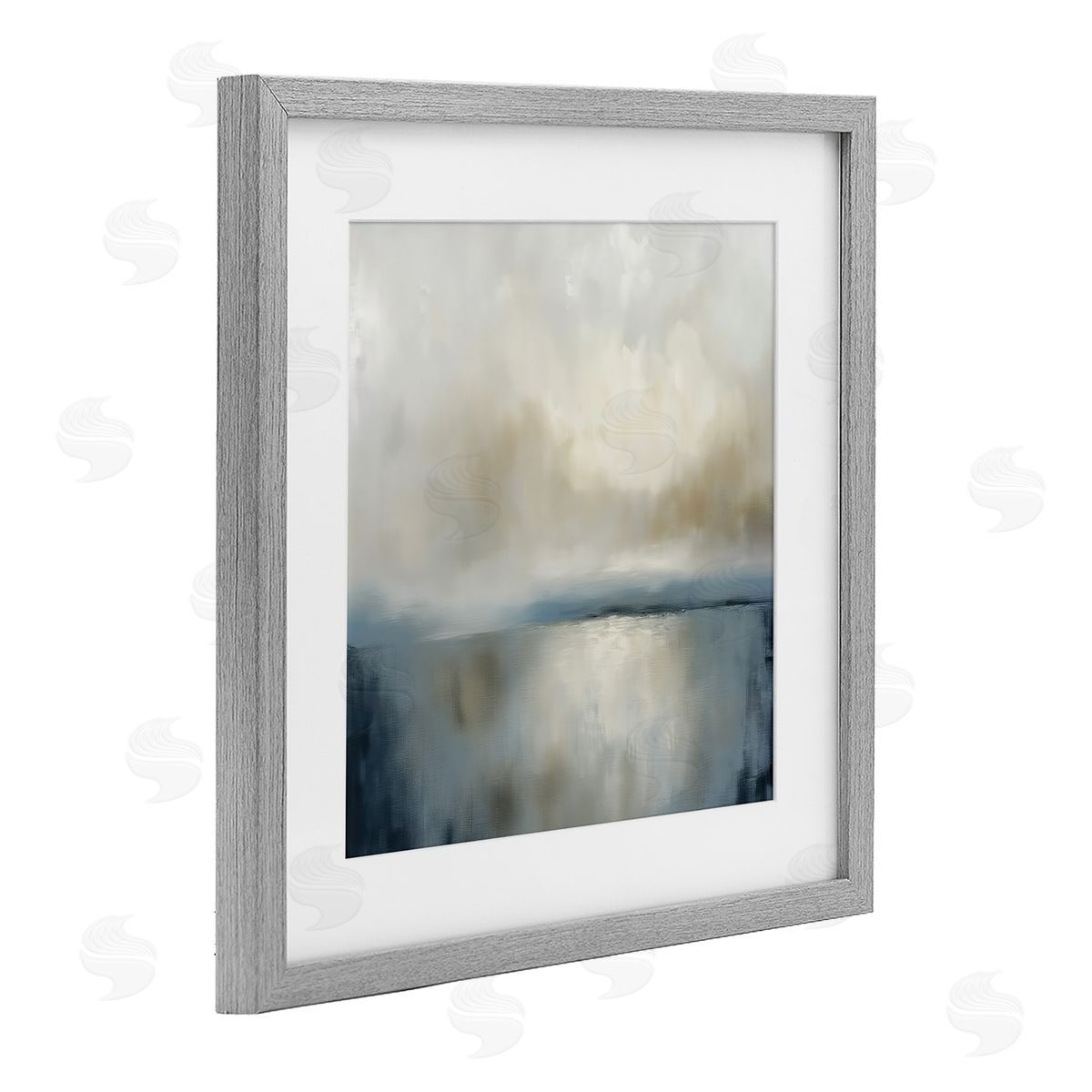 Annabelle Hall Two Times Blue Abstraction Gray Framed Print Under Glass Art