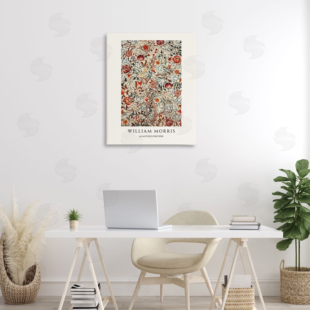 Vintage Hustle William Morris Red Dotted Flowers Printed Wall Art in Room