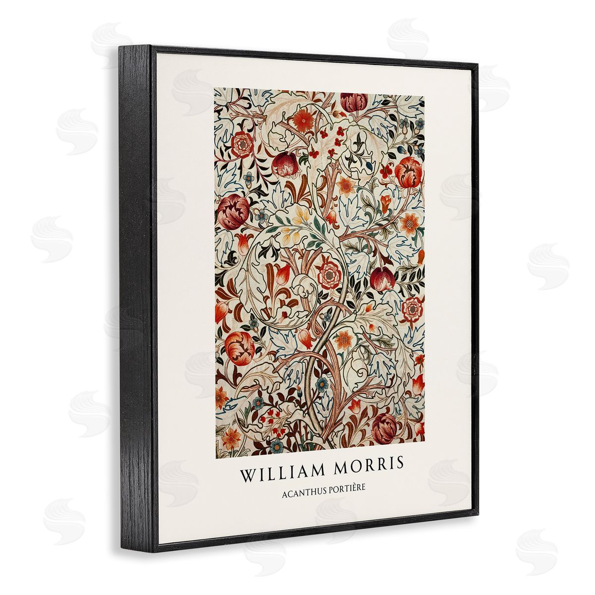 Vintage Hustle William Morris Red Dotted Flowers Black Framed Giclee Art Print