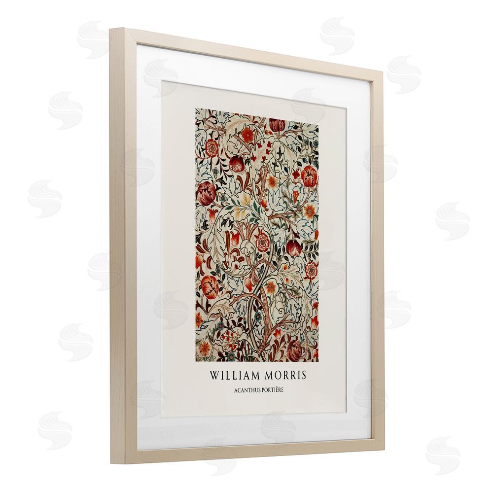 Vintage Hustle William Morris Red Dotted Flowers Birch Framed Print Under Glass Art