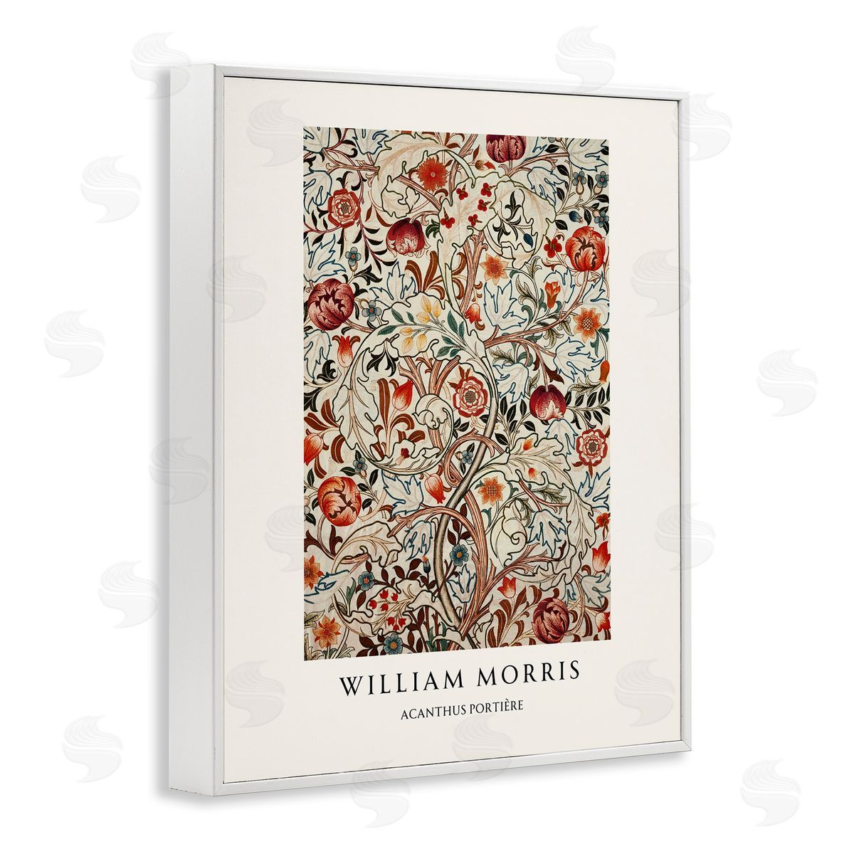 Vintage Hustle William Morris Red Dotted Flowers White Frame Giclee Art Print