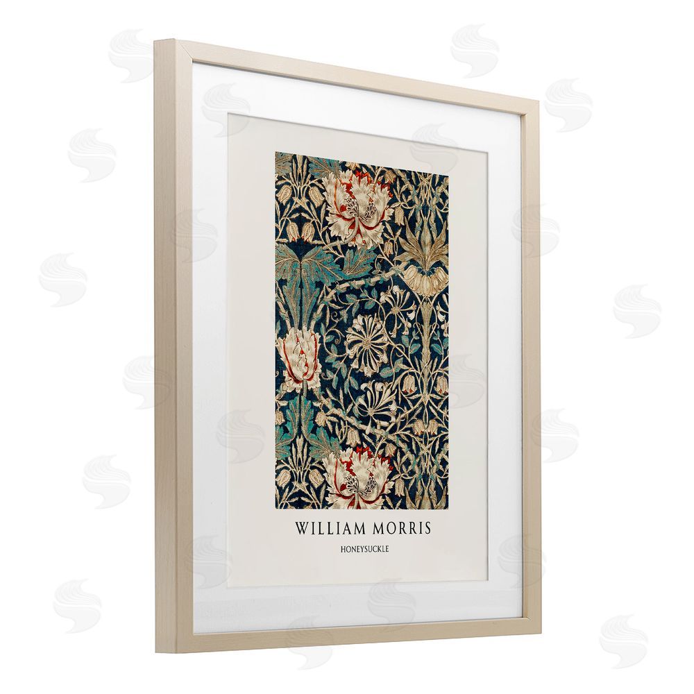Vintage Hustle William Morris Honeysuckle Pattern Birch Framed Print Under Glass Art