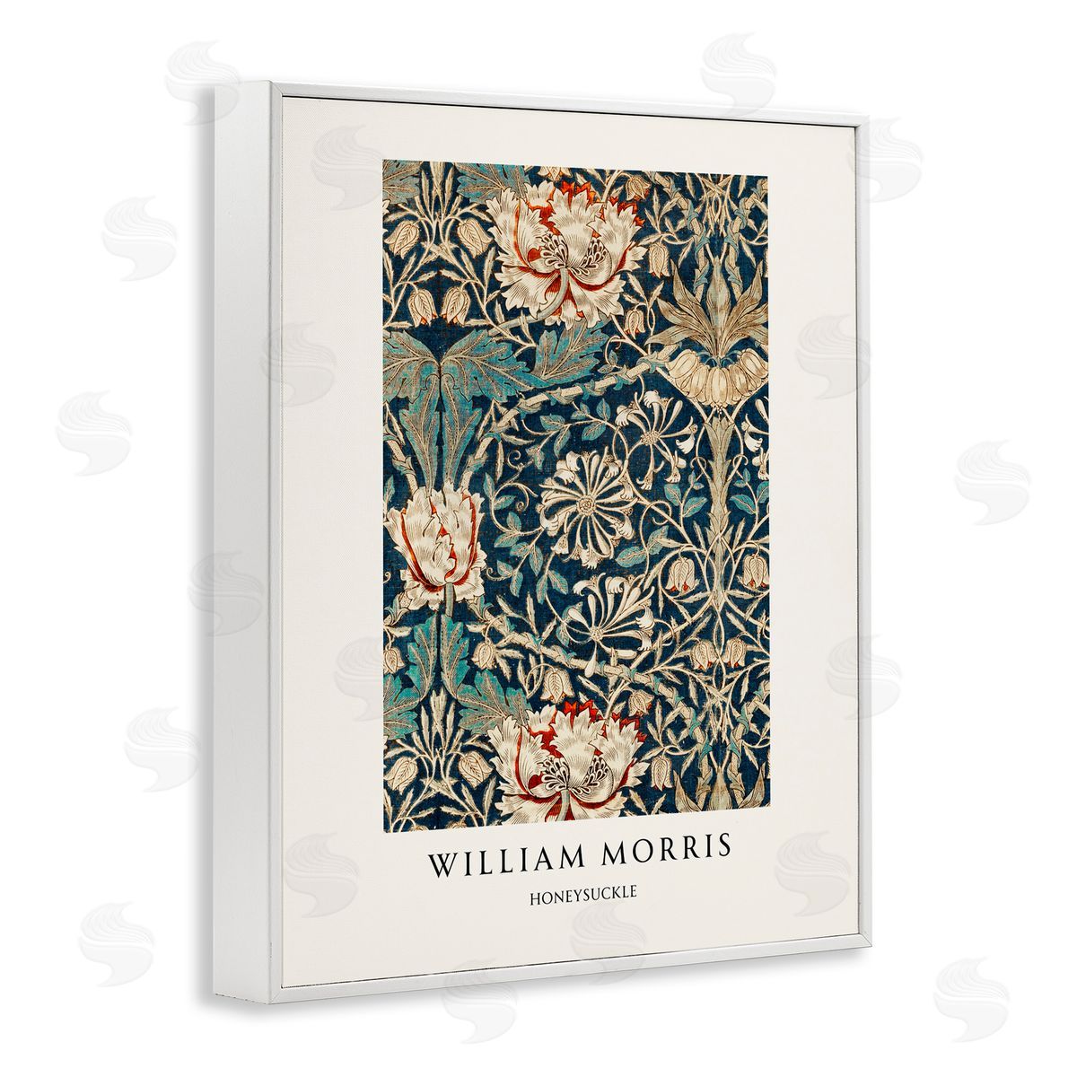 Vintage Hustle William Morris Honeysuckle Pattern White Frame Giclee Art Print