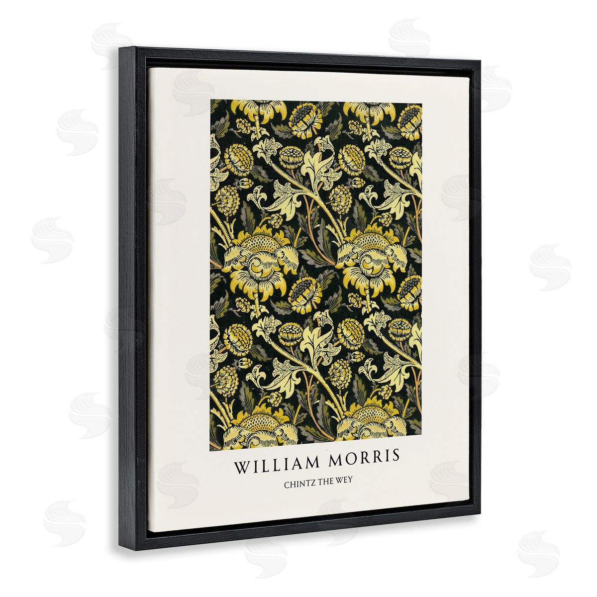 Vintage Hustle William Morris Chintz The Wey Black Floating Frame Canvas Wall Art Print