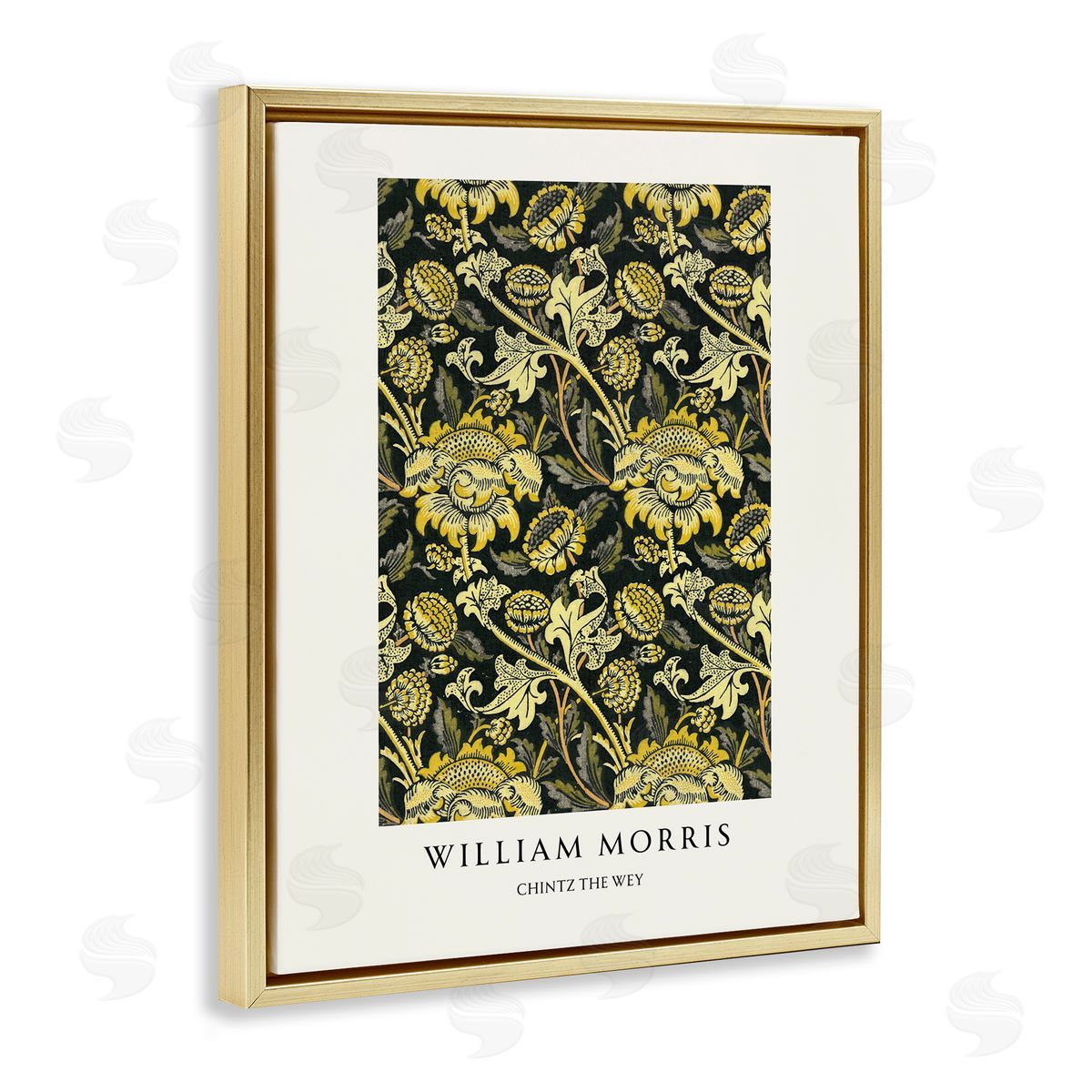 Vintage Hustle William Morris Chintz The Wey Gold Floating Frame Canvas Art Print