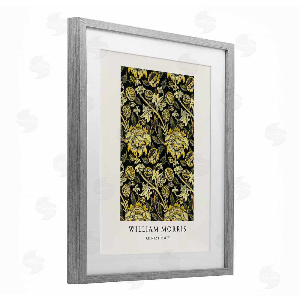 Vintage Hustle William Morris Chintz The Wey Gray Framed Print Under Glass Art